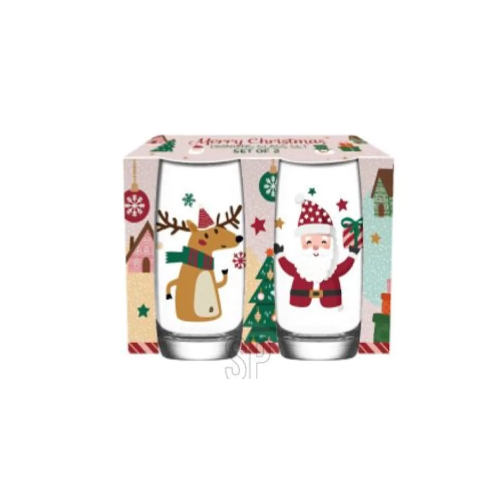 Набор из 2 стаканов для напитков, стеклянные, с новогодним принтом, 250 мл — изображение 6