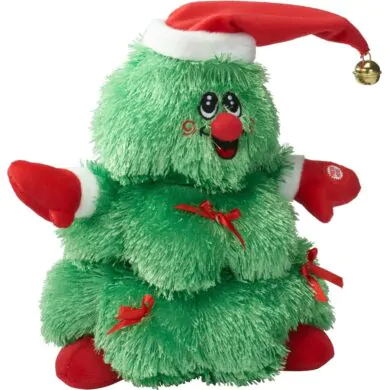 Плюшевая ёлочная фигурка, зелёная, с музыкой и движением, 25 см