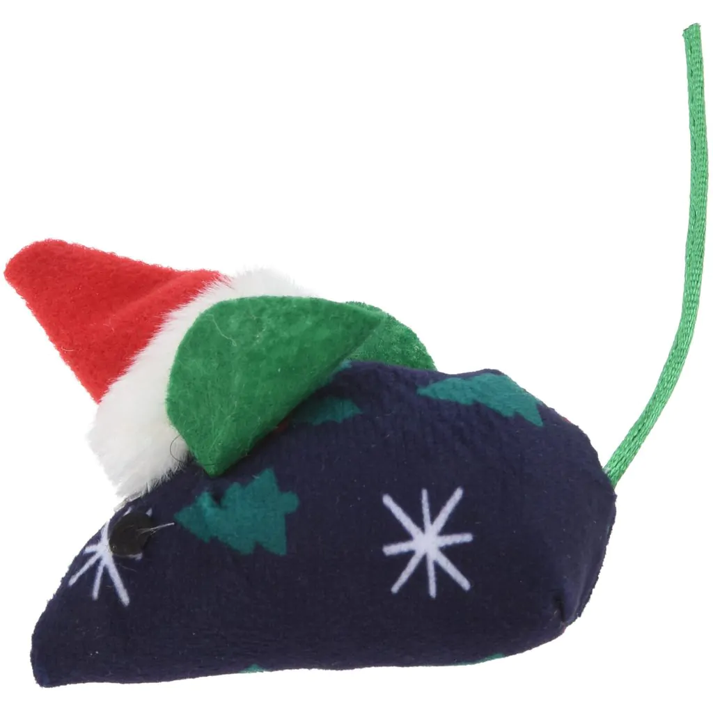 ⁦צעצוע עכבר פוליאסטר לחתולים עם הדפס חג המולד, 7 ס"מ⁩ – תמונה ⁦4⁩