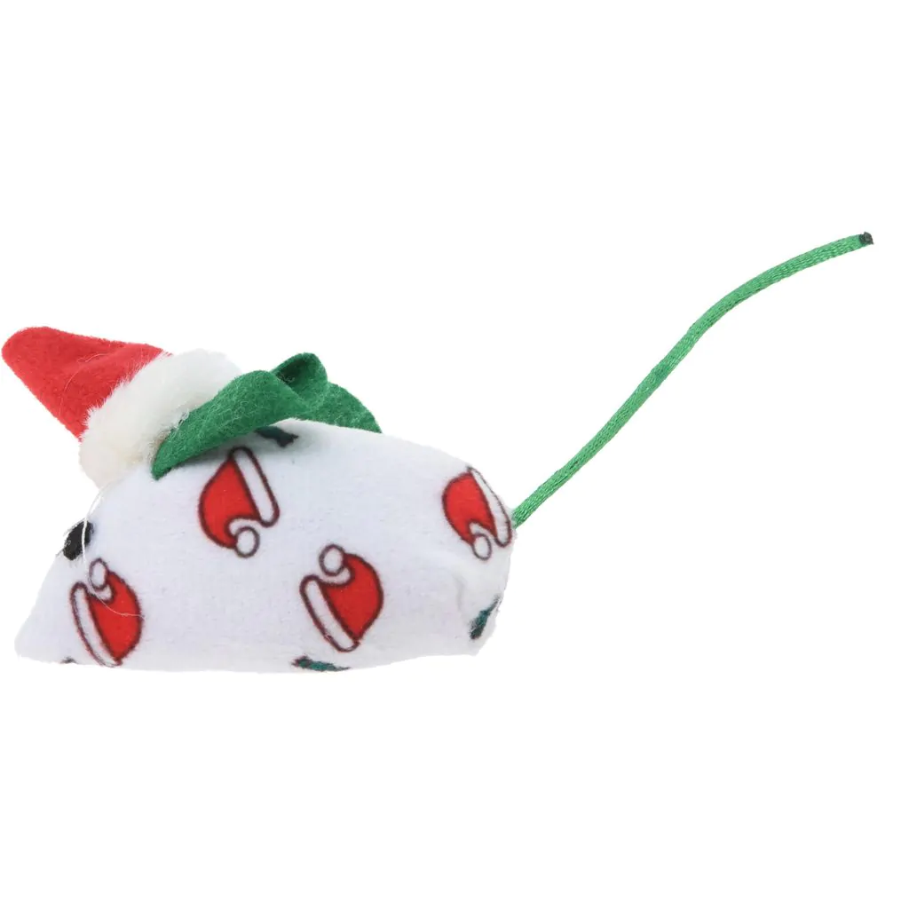 ⁦צעצוע עכבר פוליאסטר לחתולים עם הדפס חג המולד, 7 ס"מ⁩ – תמונה ⁦3⁩