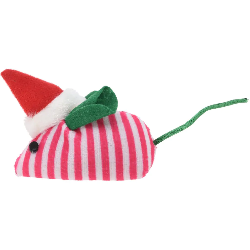 ⁦צעצוע עכבר פוליאסטר לחתולים עם הדפס חג המולד, 7 ס"מ⁩ – תמונה ⁦2⁩
