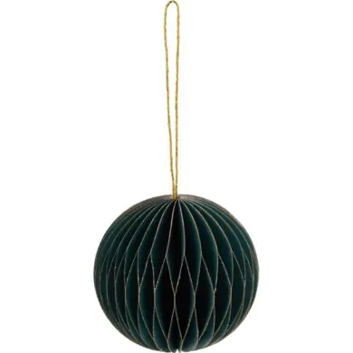 Шар бумажный, темно-зеленый с золотым напылением, 8 см ЭКО