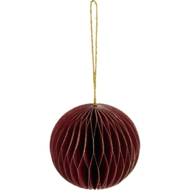 Шар бумажный, бордовый с золотым напылением, 8 см ЭКО