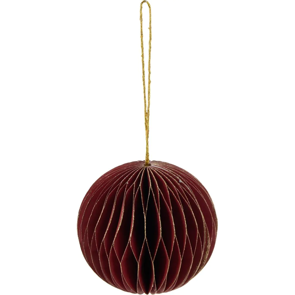 Шар бумажный, бордовый с золотым напылением, 8 см ЭКО