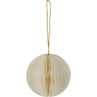 Шар бумажный, светло-кремовый с золотистым напылением, 8 см ЭКО