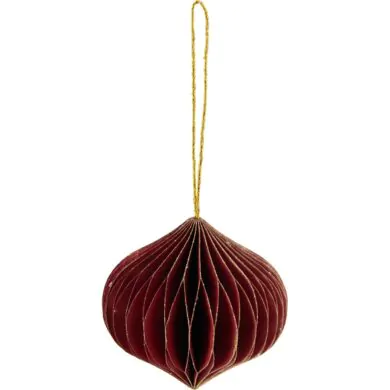 Ёлочное украшение бумажное, красное с золотыми блёстками, 8 см ЭКО