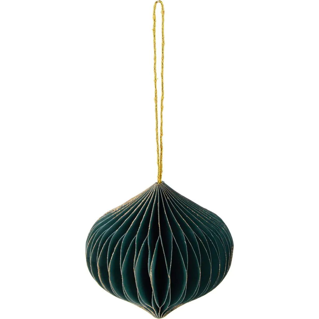 Ёлочное украшение бумажное, зеленое с золотыми блестками, 8 см ЭКО