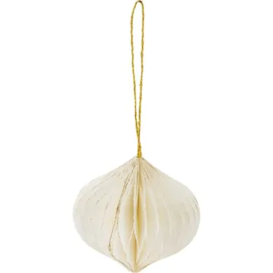 Ёлочное украшение бумажное, белое с золотистыми блёстками, 8 см ЭКО