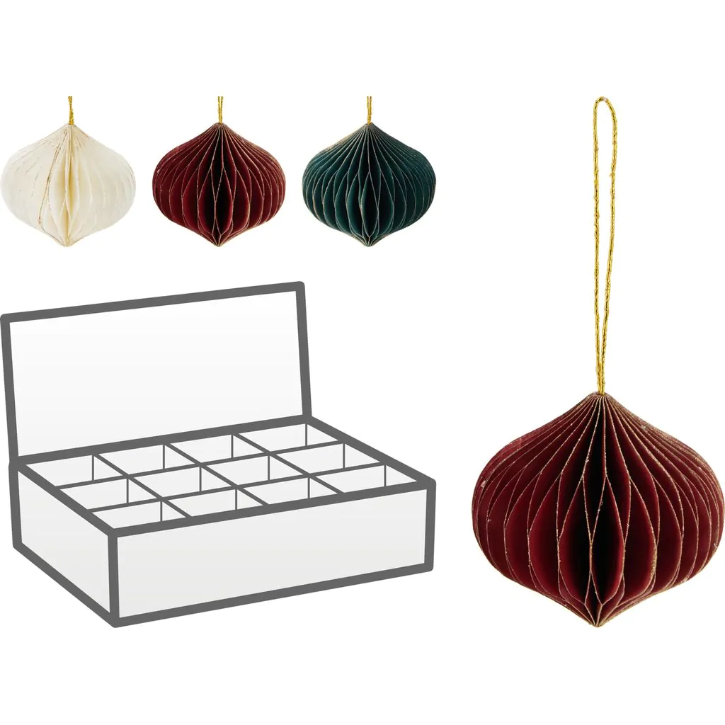 Ёлочное украшение бумажное, белое с золотистыми блёстками, 8 см ЭКО — изображение 2