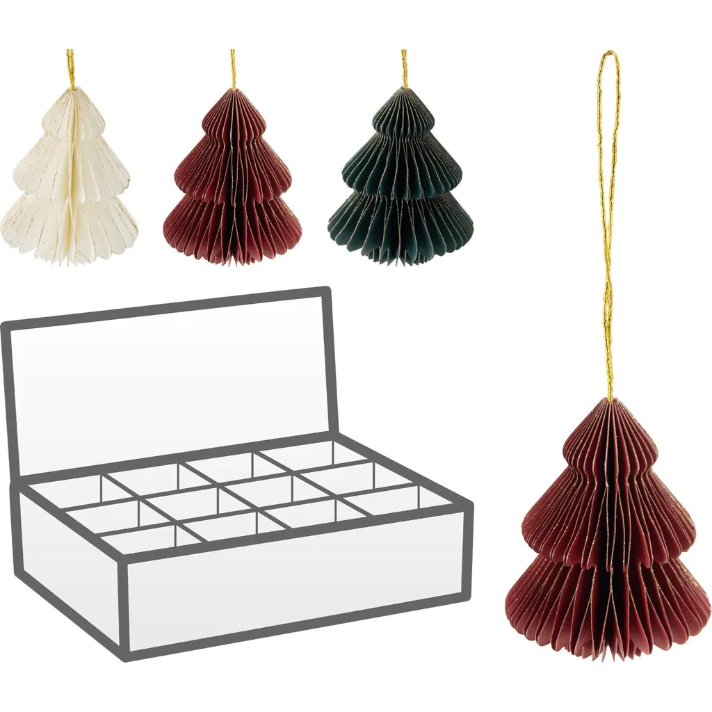 Ёлочное украшение бумажное, бордовое с золотистыми блёстками, 8 см ЭКО — изображение 2