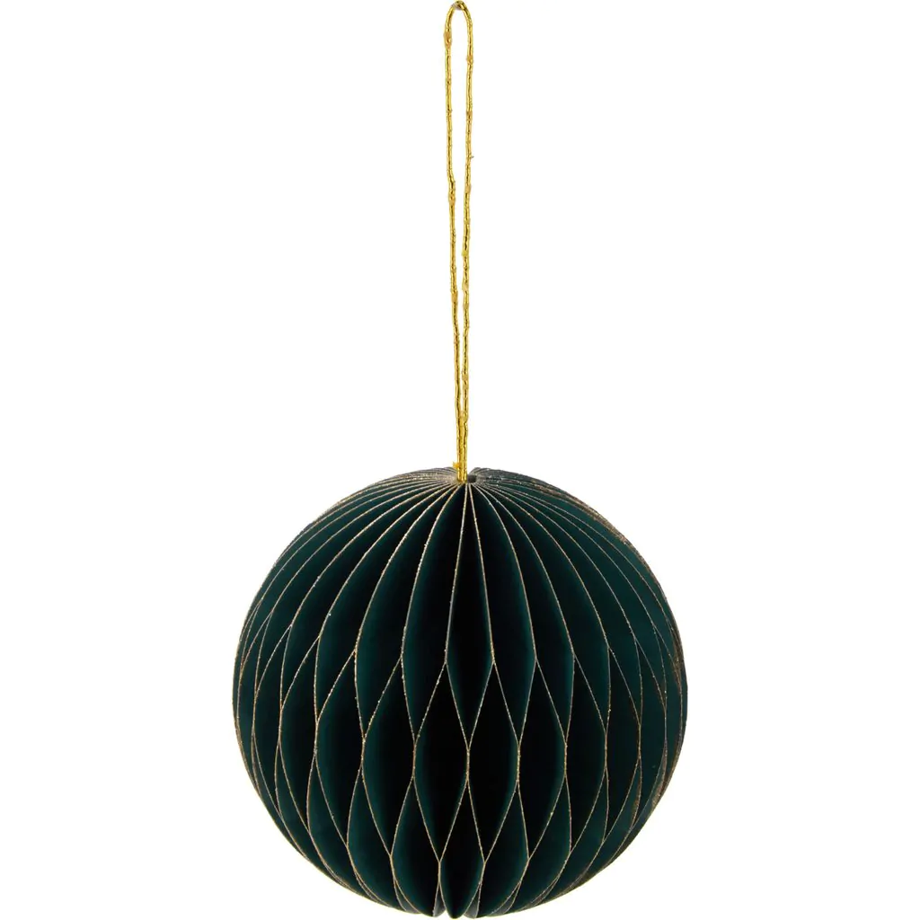 כדור נייר, ירוק כהה עם עיטור זהב, 10 ס"מ ECO
