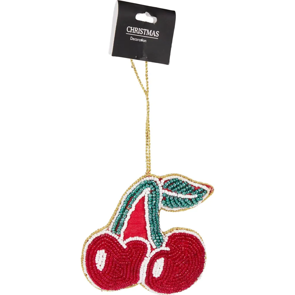 קישוט עץ חג המולד "דובדבן", רקמת חרוזים, 10 ס"מ