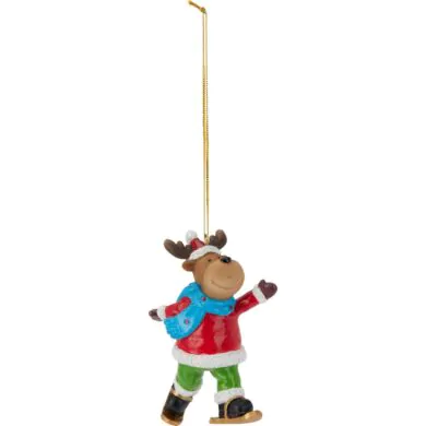Ёлочная фигурка Оленя на лыжах, полистоун, 8 см