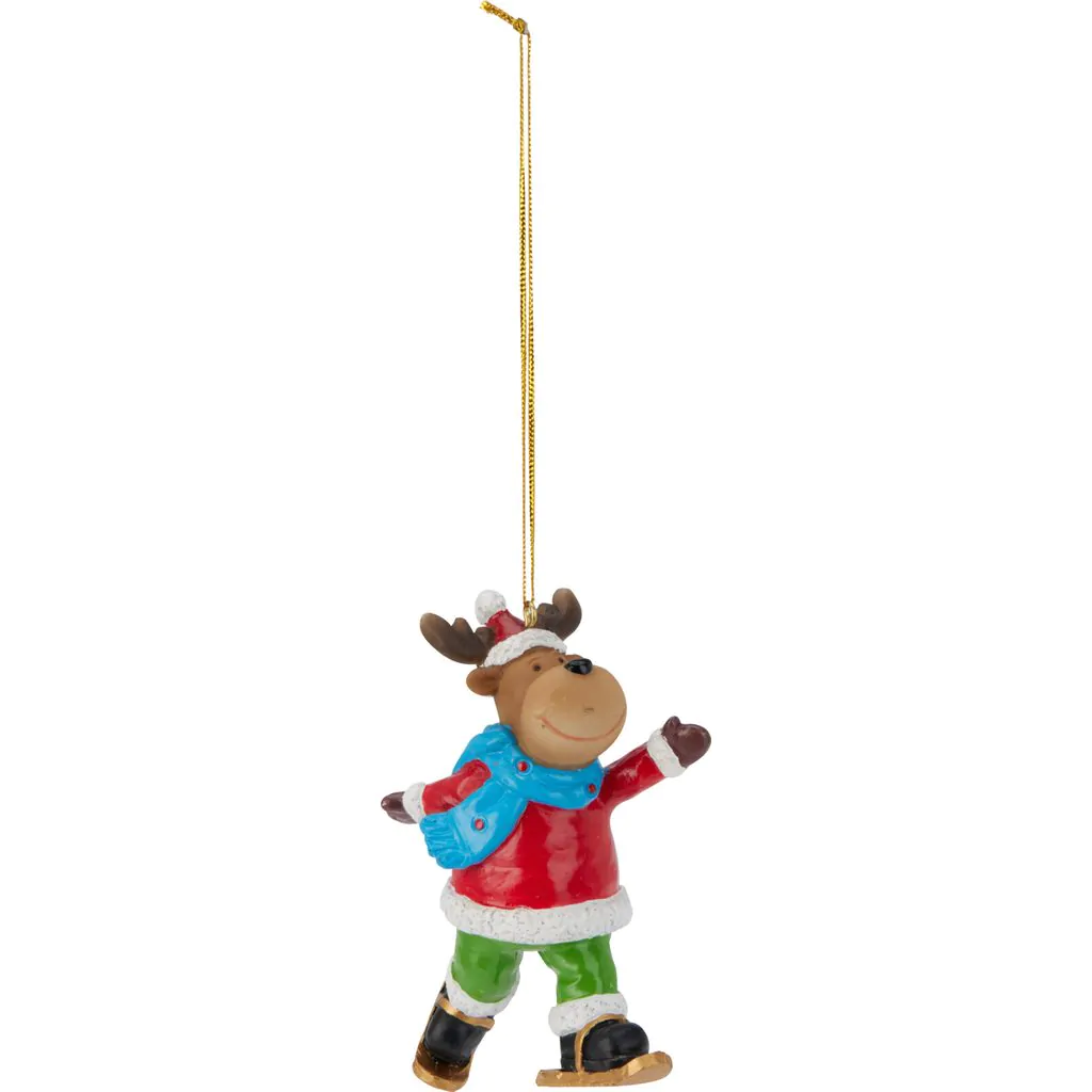 Ёлочная фигурка Оленя на лыжах, полистоун, 8 см