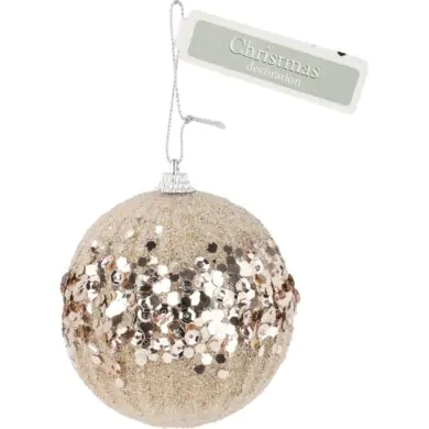 Ёлочный шар с пайетками, золотистый, 8 см