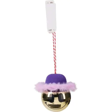 Ёлочный шар пластиковый, золотой с меховой шляпой, 8 см