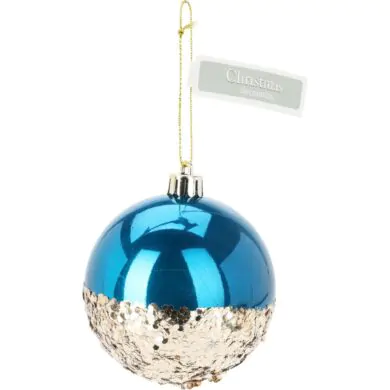 Шар пластиковый, голубой с блёстками, 8 см