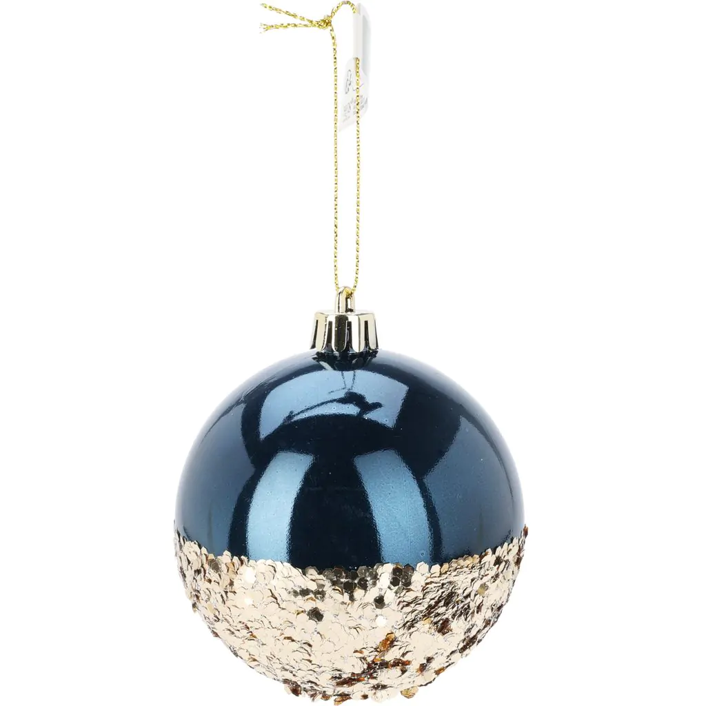 Шар пластиковый, синий с блёстками, 8 см