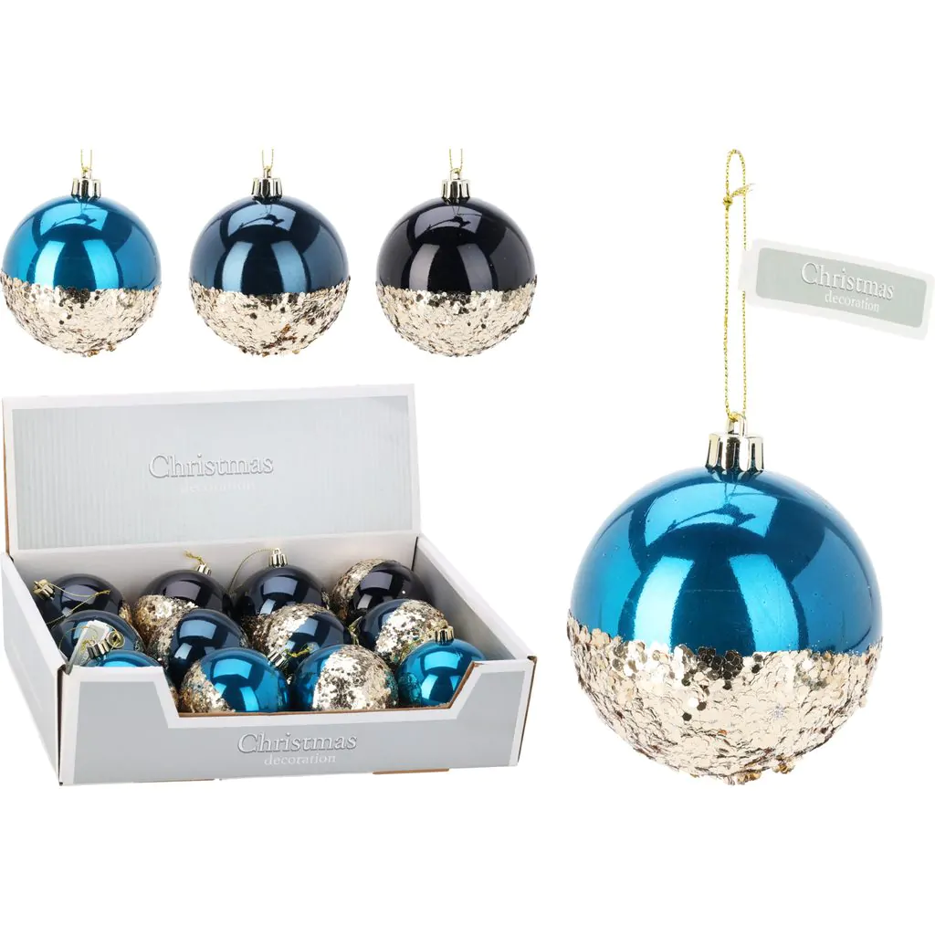 Шар пластиковый, голубой с блёстками, 8 см — изображение 2