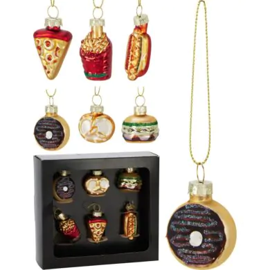 Набор ёлочных украшений "Еда" стеклянные, набор из 6 шт.,  5 см