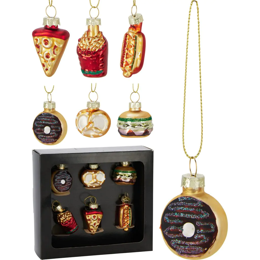 Набор ёлочных украшений "Еда" стеклянные, набор из 6 шт., 5 см