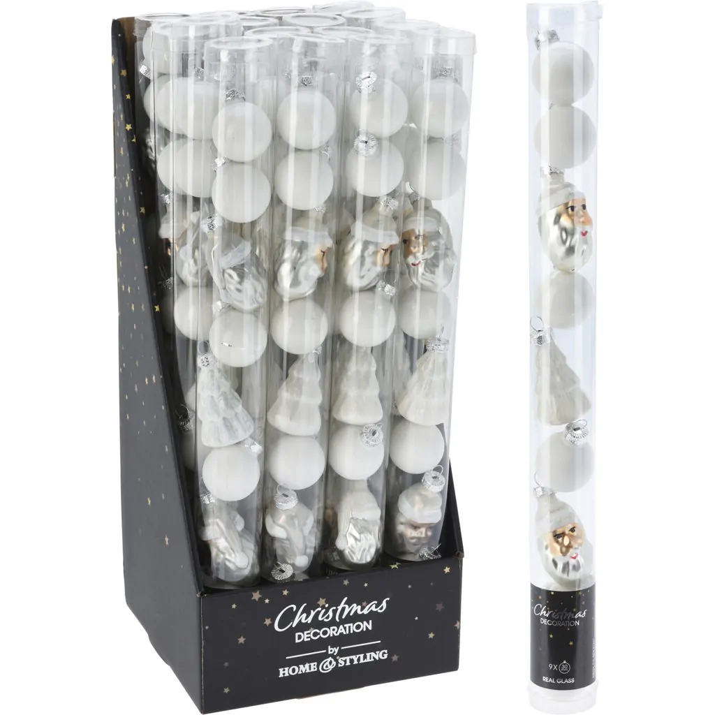 Набор из 9 ёлочных украшений, стеклянные, белые, 3 см — изображение 2