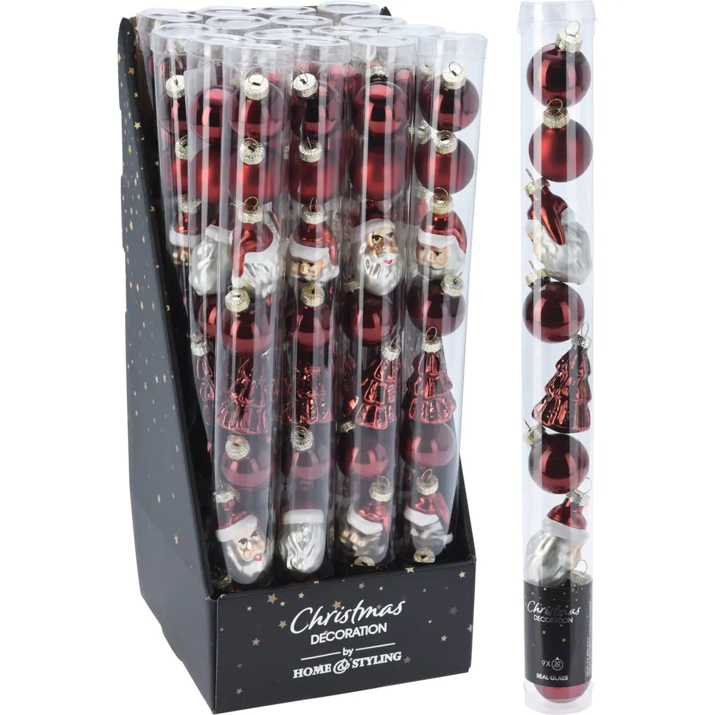 Набор ёлочных украшений стеклянных, 9 шт., бордовые, 3 см — изображение 2
