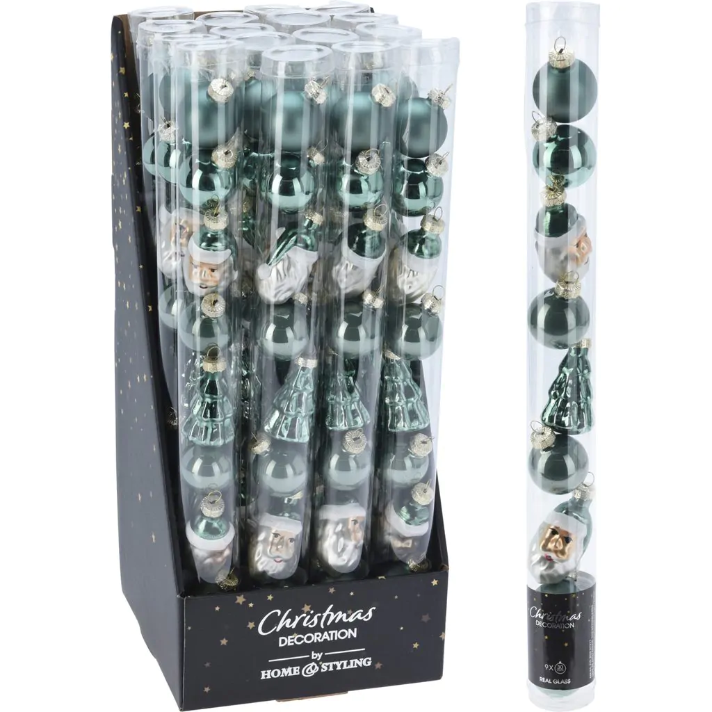 Набор из 9 шт. ёлочных украшений, стеклянные, зелёные, 3 см — изображение 2