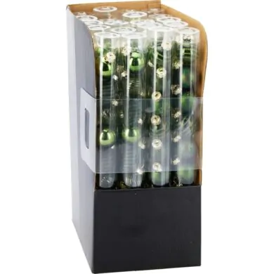 Набор ёлочных шаров, стеклянные, зелёные с узором и блёстками, 3 см