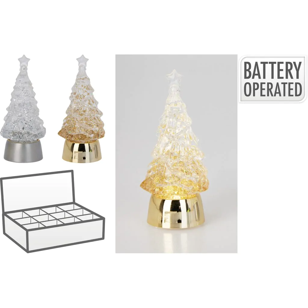 קישוט עץ חג המולד מפלסטיק עם תאורת לד, כסף עם נצנצים, 13 ס"מ – תמונה 2