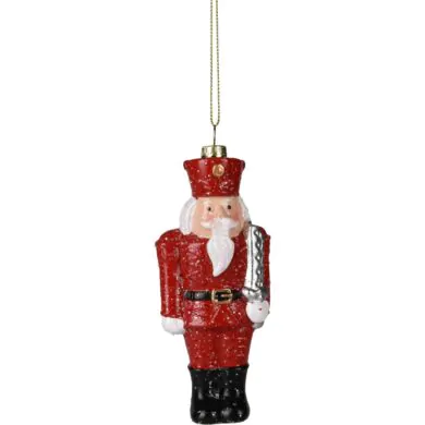 Ёлочная фигурка Щелкунчик, красный с блёстками