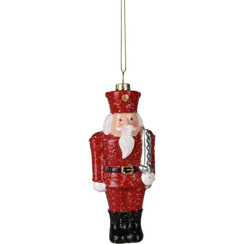 Ёлочная фигурка Щелкунчик, красный с блёстками