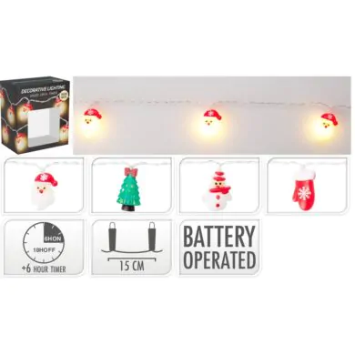 Гирлянда с LED-подсветкой, пластиковая, с фигурками Санты, 135 см