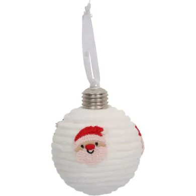 Ёлочный шар тканевый, с вышивкой Санта,  с LED-подсветкой, 9 см