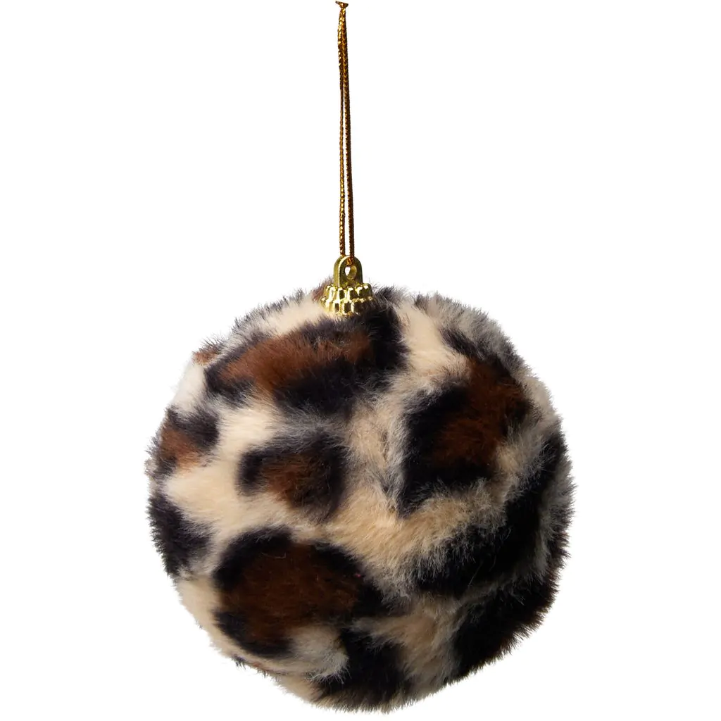 Ёлочный шар, искусственный мех, светлый леопардовый принт, 8 см