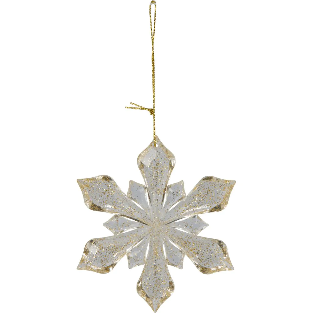 Украшение ёлочное снежинка прозрачная с золотыми блестками, 10 см — изображение 2