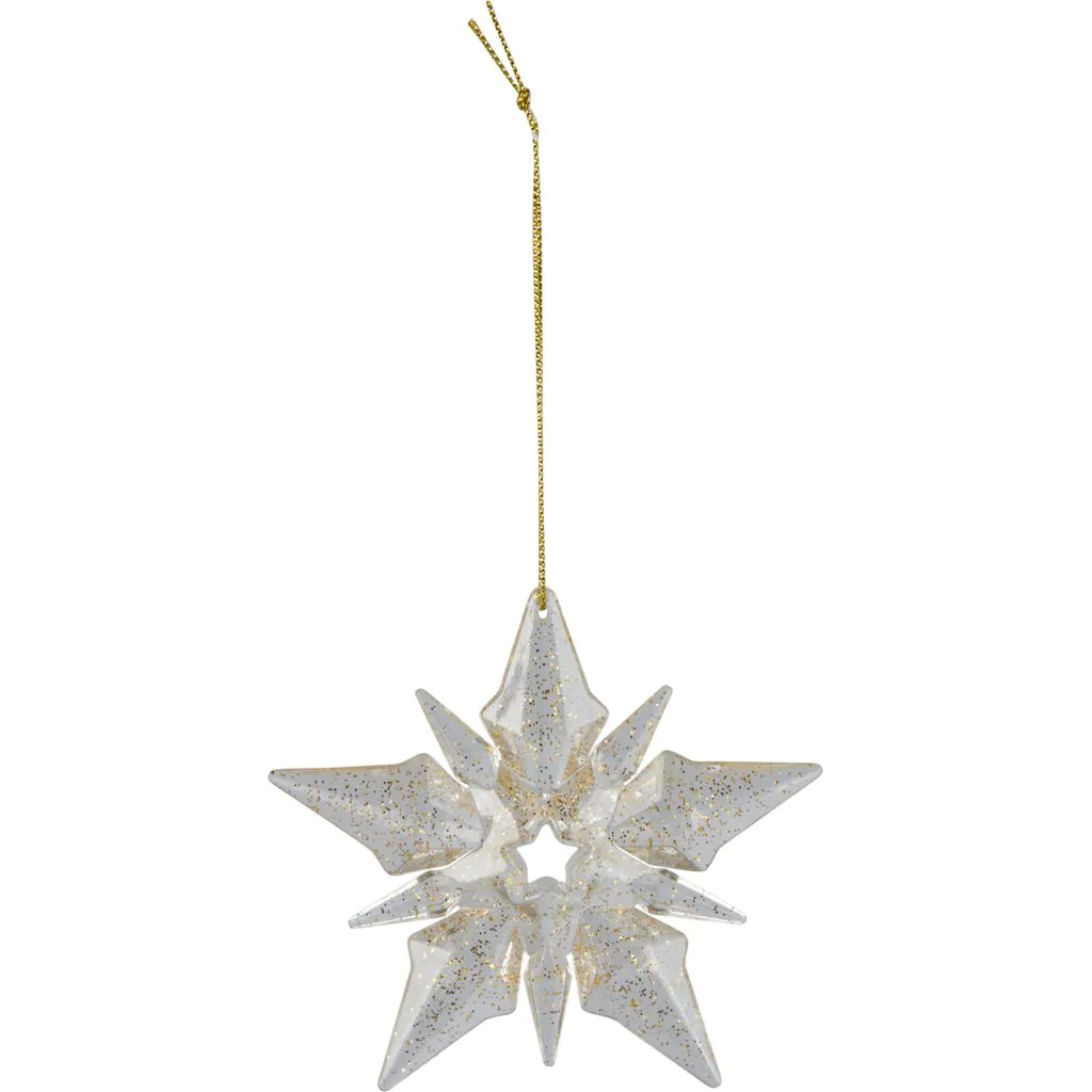 Украшение ёлочное снежинка прозрачная с золотыми блестками, 10 см — изображение 3