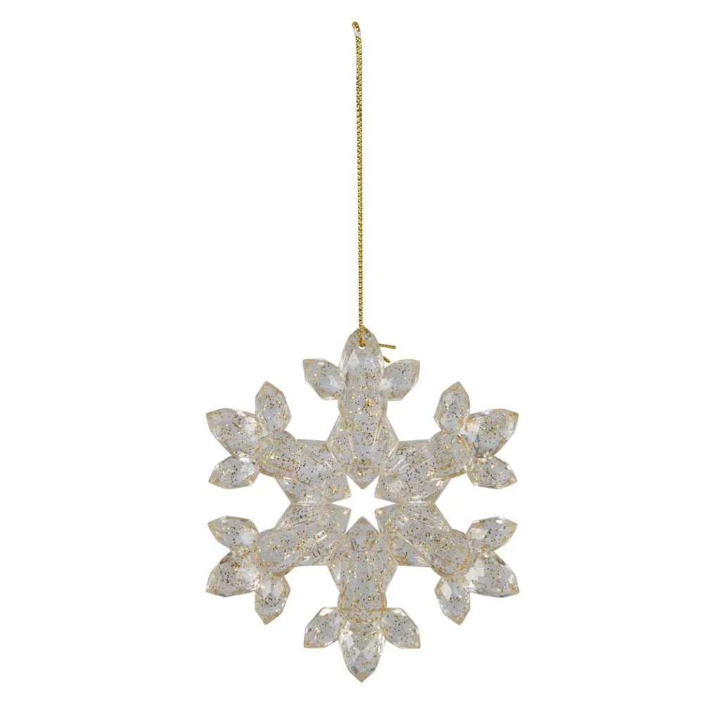 Украшение ёлочное снежинка прозрачная с золотыми блестками, 10 см — изображение 4