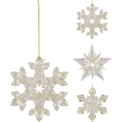 Украшение ёлочное снежинка прозрачная с золотыми блестками, 10 см