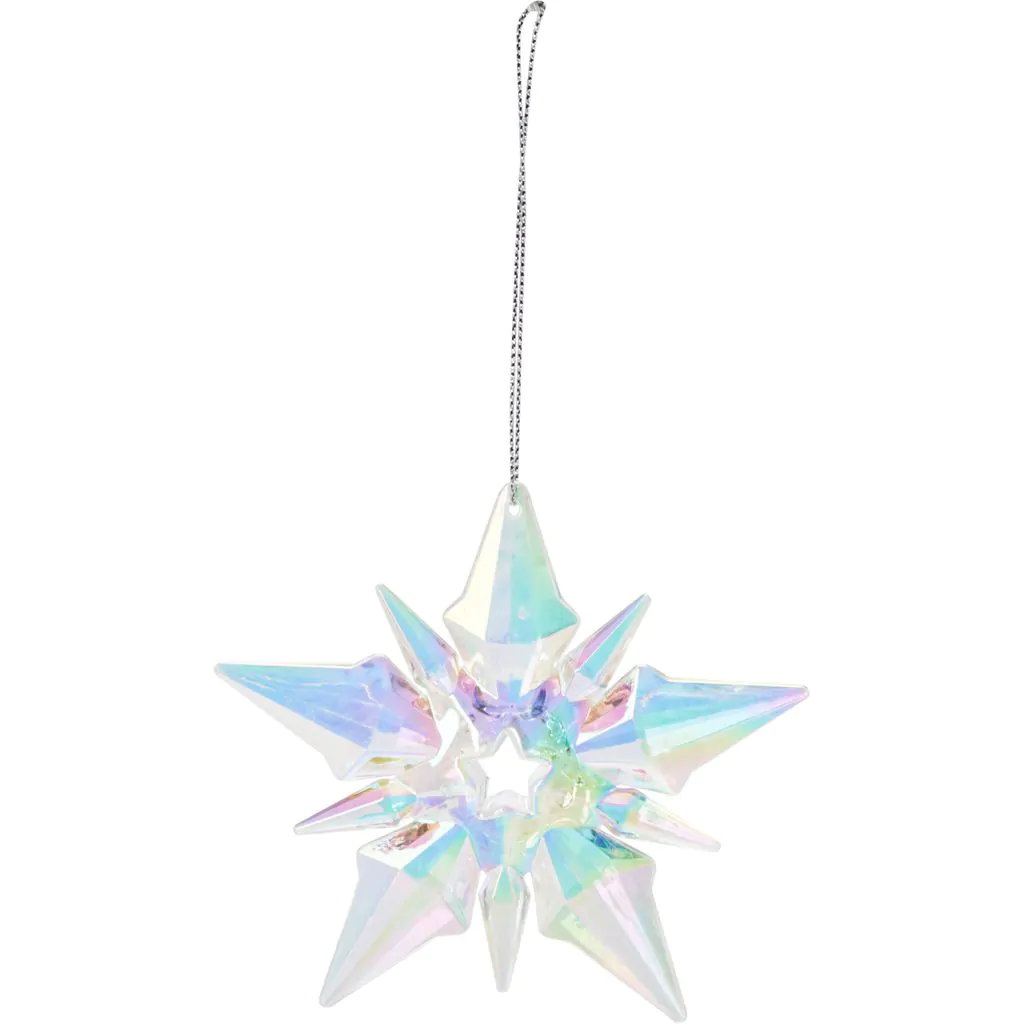Украшение ёлочное снежинка радужная прозрачная, 10 см — изображение 2