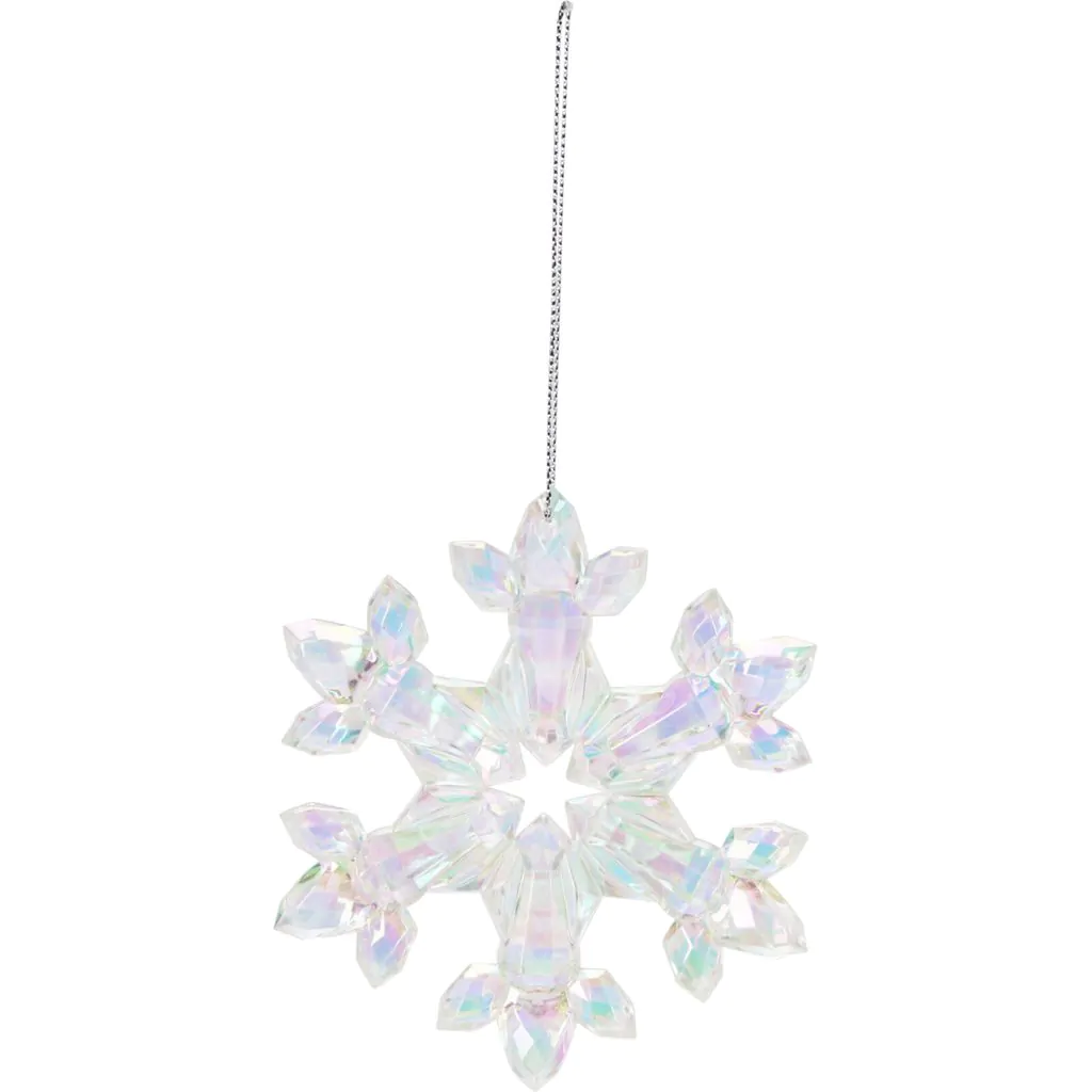 Украшение ёлочное снежинка радужная прозрачная, 10 см — изображение 4