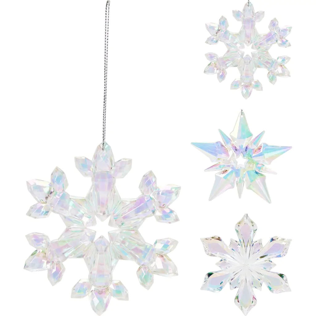 Украшение ёлочное снежинка радужная прозрачная, 10 см