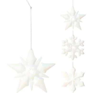 Украшение ёлочное снежинка радужная белая, 10 см
