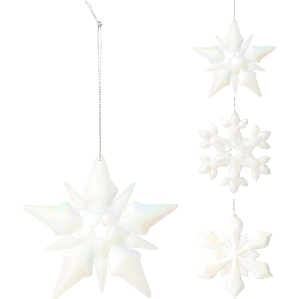 Украшение ёлочное снежинка радужная белая, 10 см
