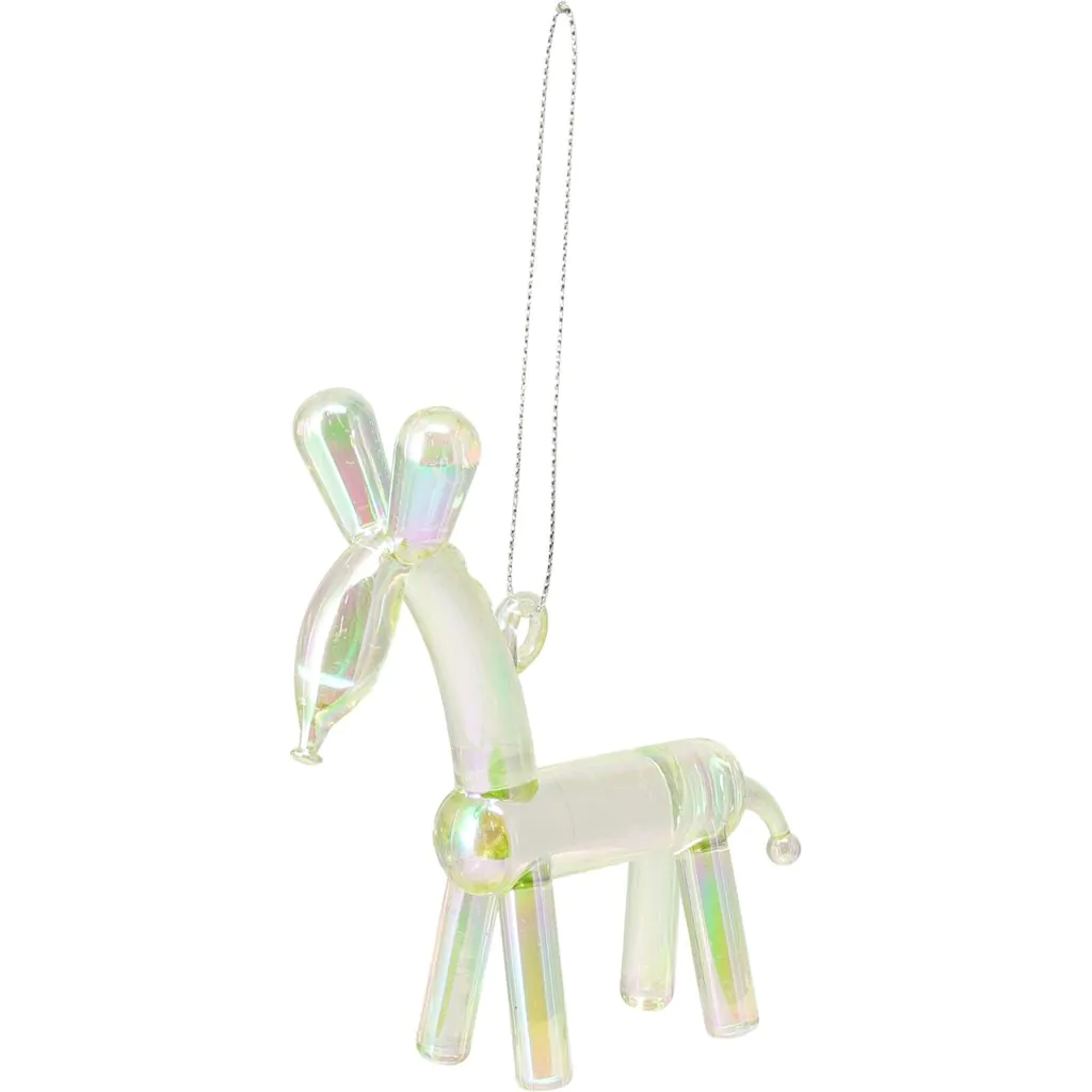 עיטור עץ חג המולד פסלון צבי מבלון, ירוק קשת בענן, 10 ס"מ.