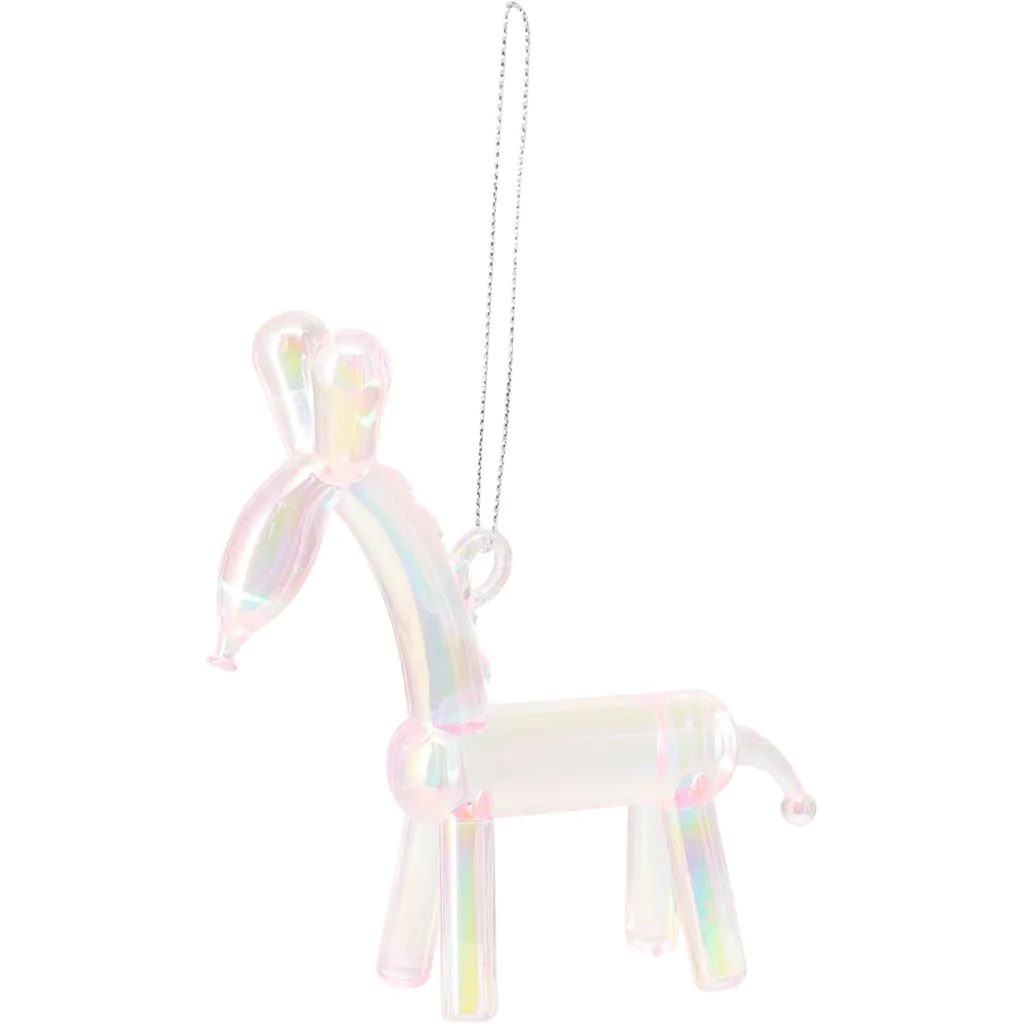 צלמית צבי לקישוט עץ חג המולד מבלון, ורוד קשת בענן, 10 ס"מ.