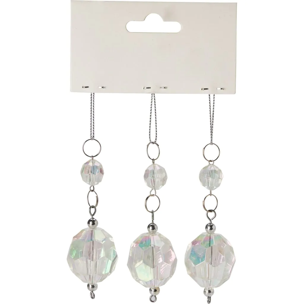 Набор из трех прозрачных подвесок в форме капель с радужным покрытием, 9 см. — изображение 2