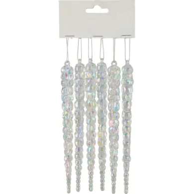 Набор из 6 радужных пластиковых сосулек длиной 25 см.