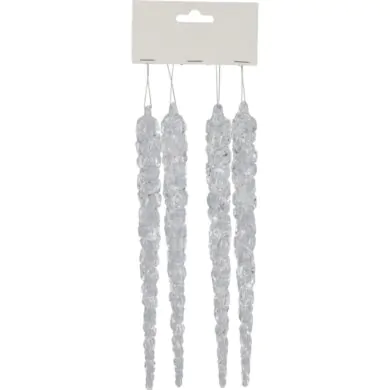 Набор из 4 прозрачных пластиковых сосулек длиной 30 см.