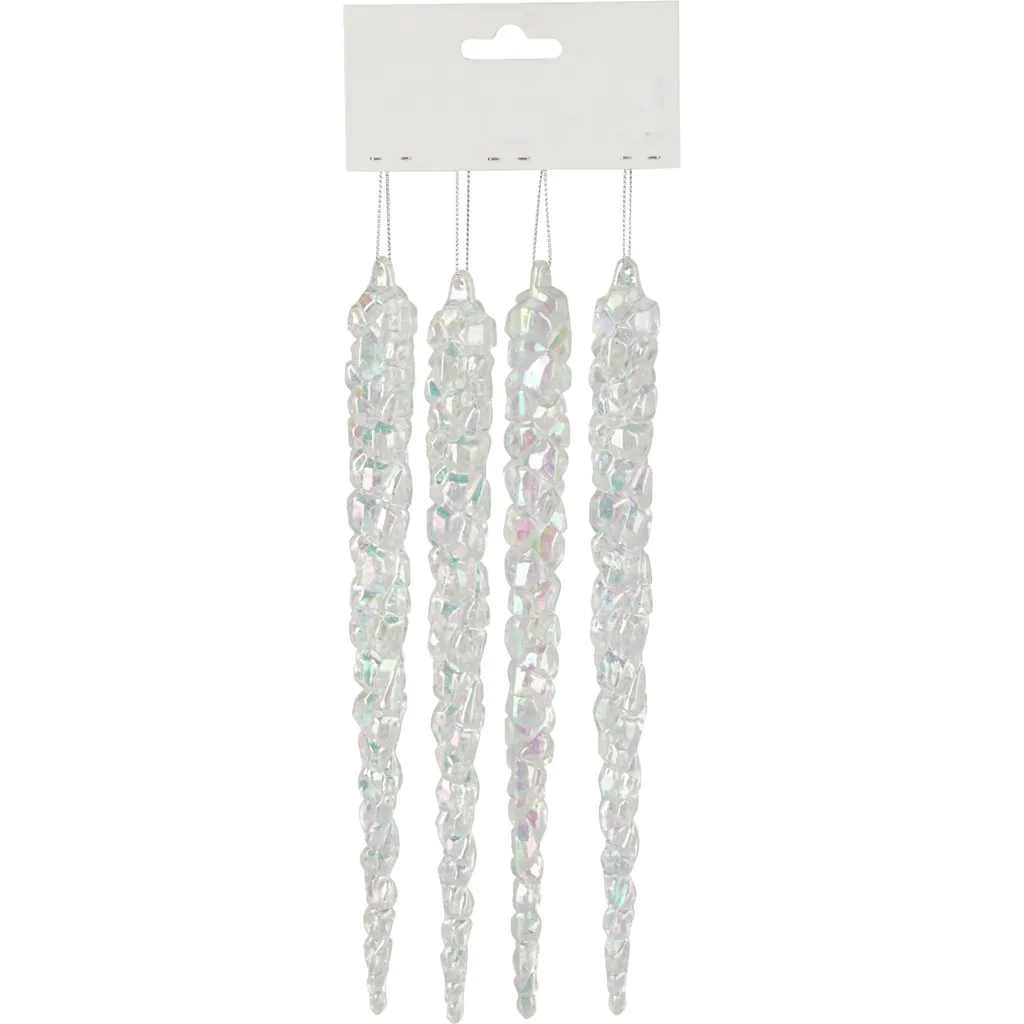 סט של 4 נטיפי פלסטיק קשת בענן, באורך 30 ס"מ.